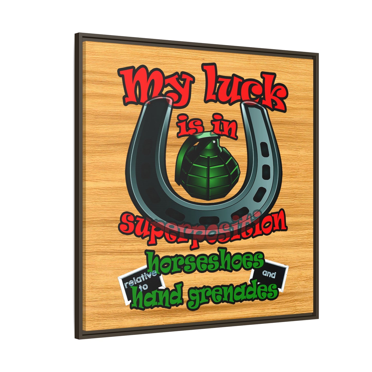 my luck - framed canvas art (butterscotch wood finish)