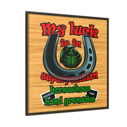 my luck - framed canvas art (butterscotch wood finish)