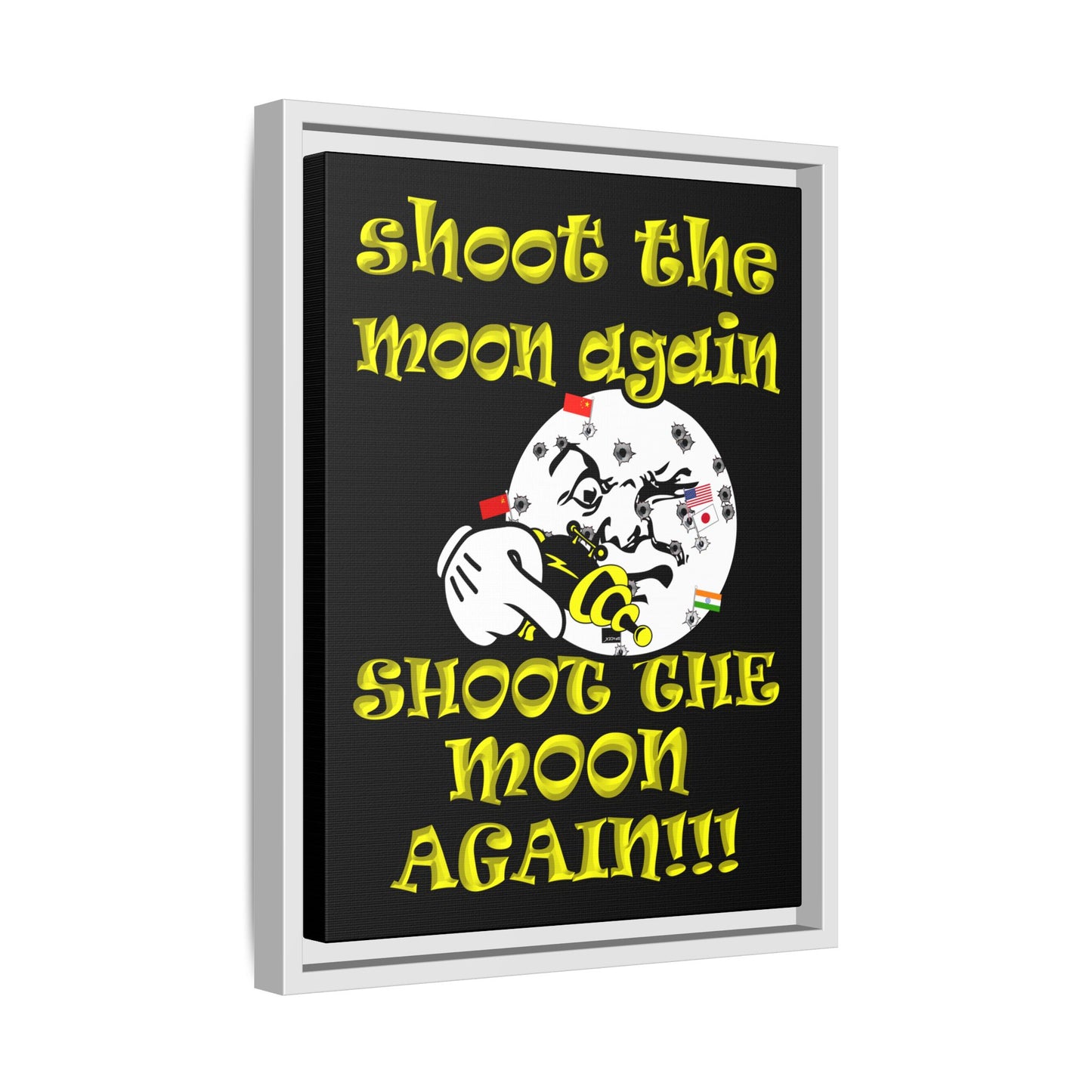 shoot the moon again - framed canvas art (black)