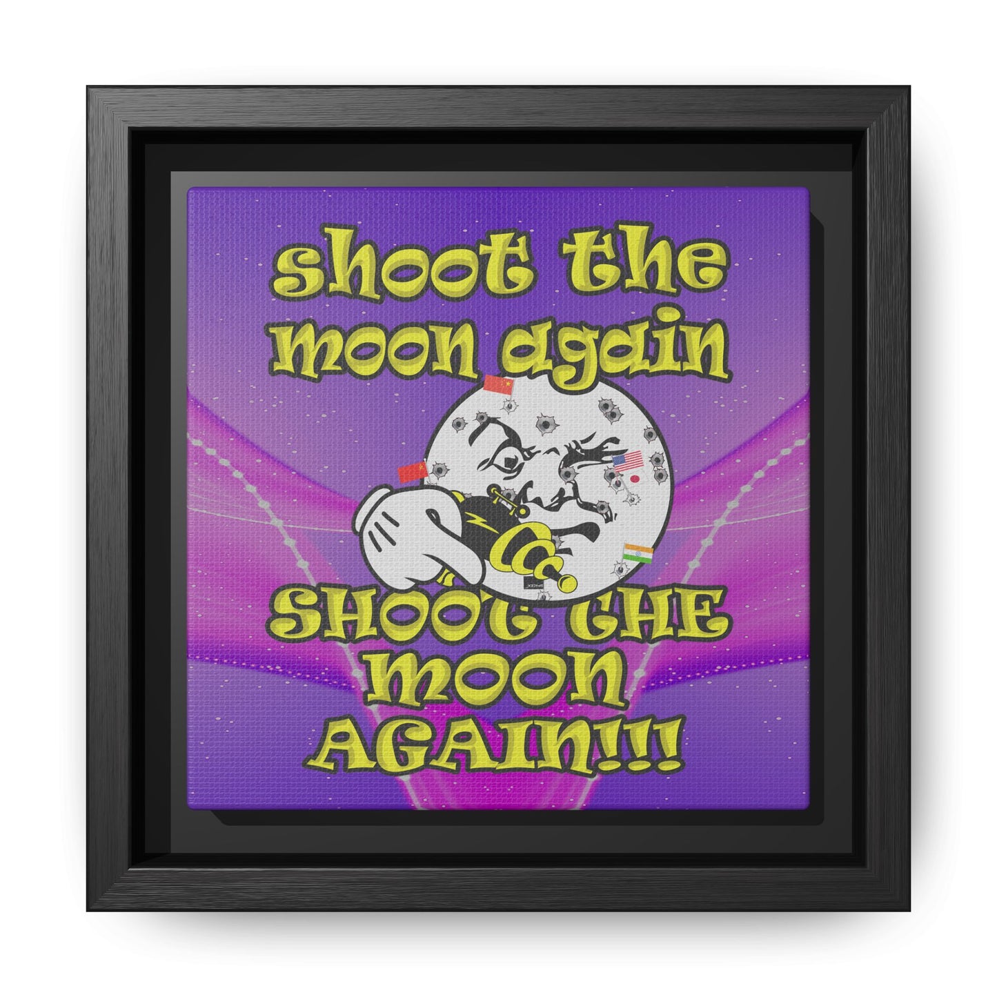 shoot the moon again - framed canvas art (purple-pink wave)