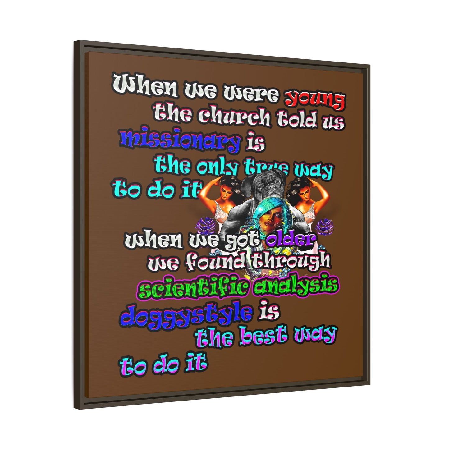 doggystyle - framed canvas art (brown)