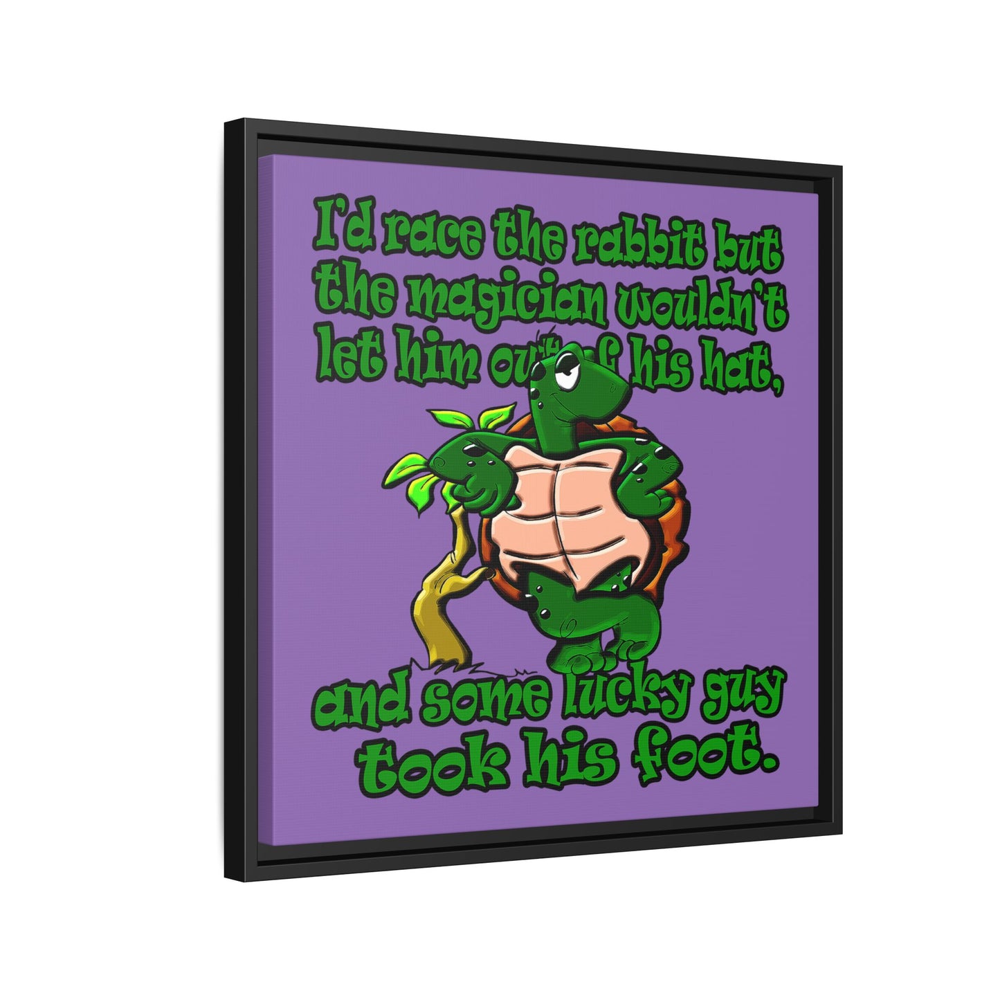 turtle race - framed canvas art (light purple)
