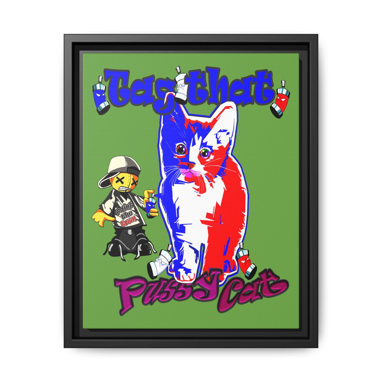 tag that - framed canvas art (green)