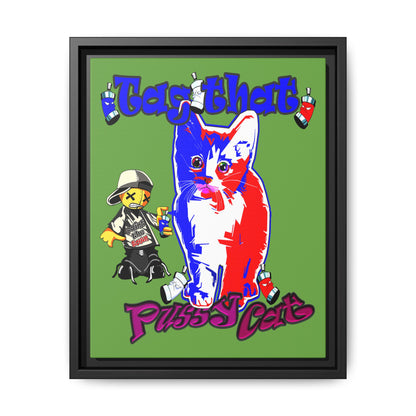 tag that - framed canvas art (green)