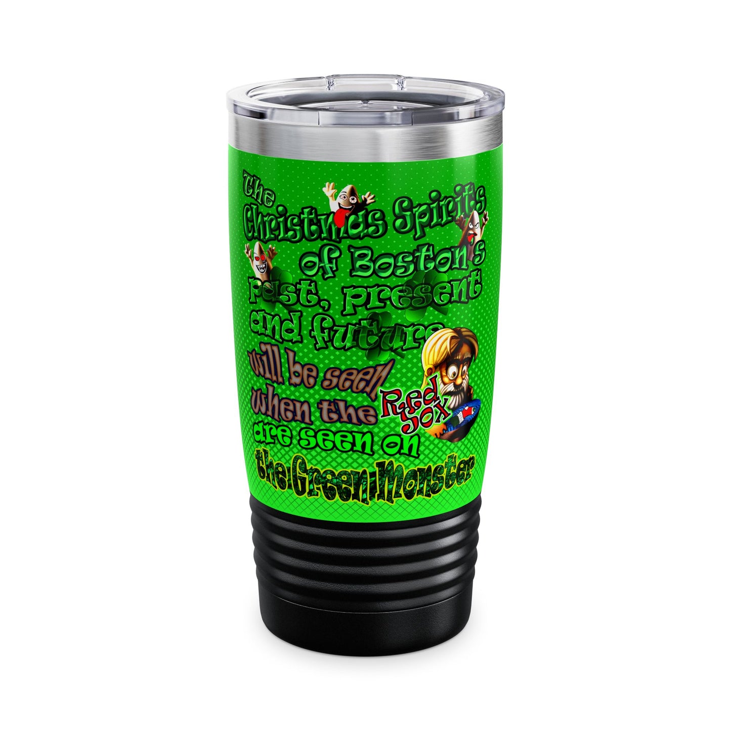 christmas spirits of boston - Ringneck Tumbler, 20oz (logo green)