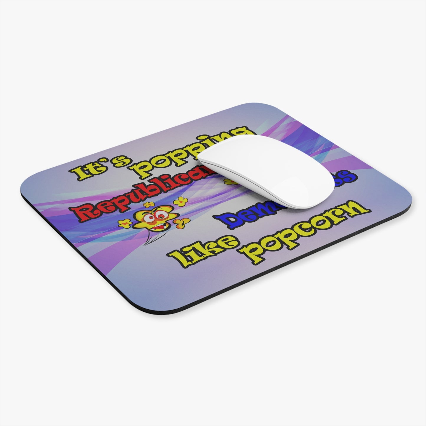 popping like popcorn - Mouse Pad (Rectangle) (light blue-pink wave)