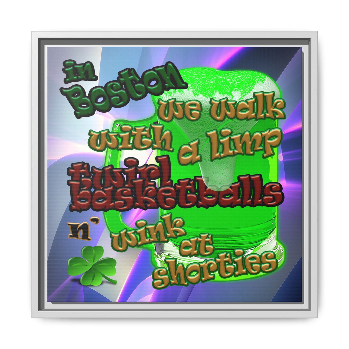 celtics logo - framed canvas art (grey-pink wave)