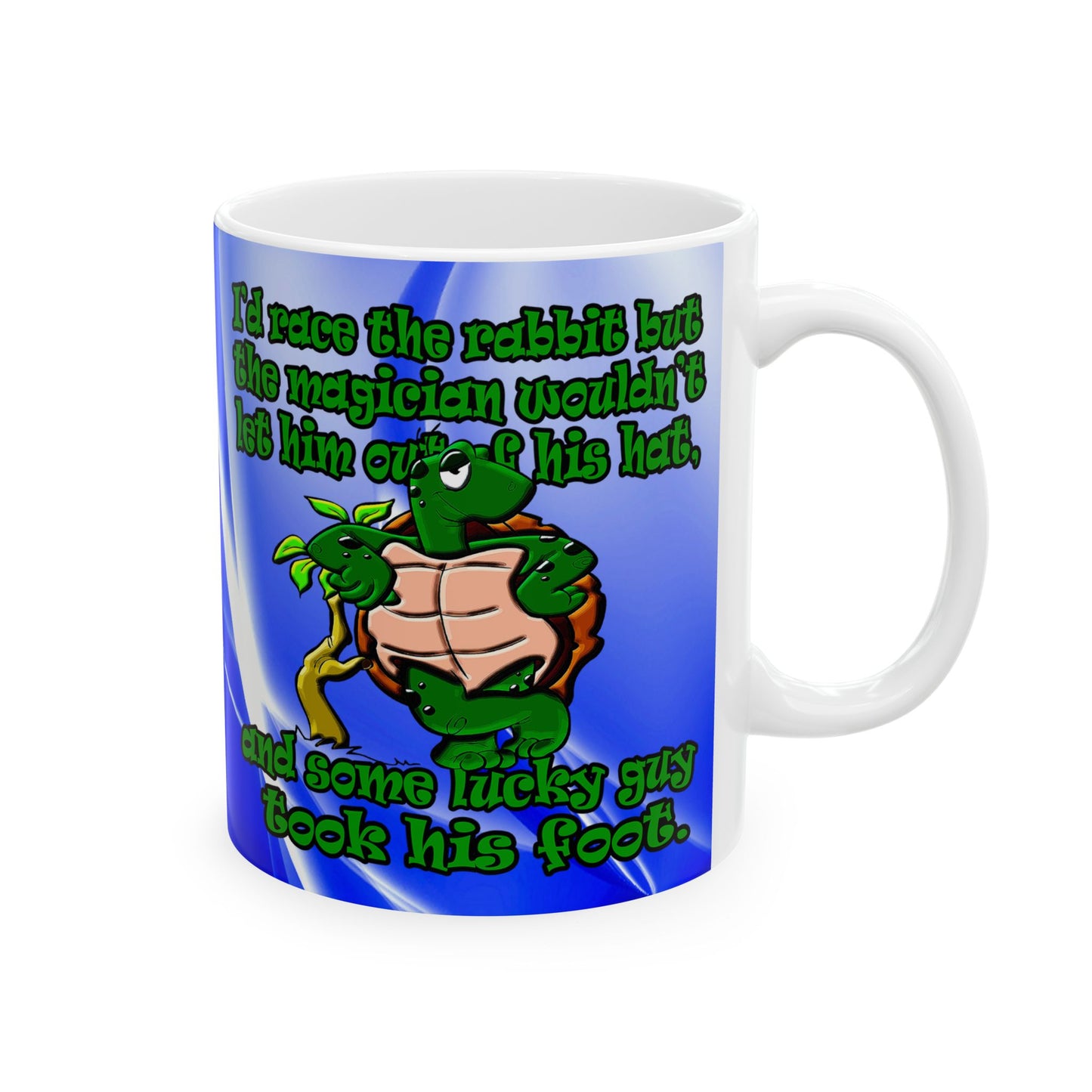 turtle race - White Mug (blue-white wave)