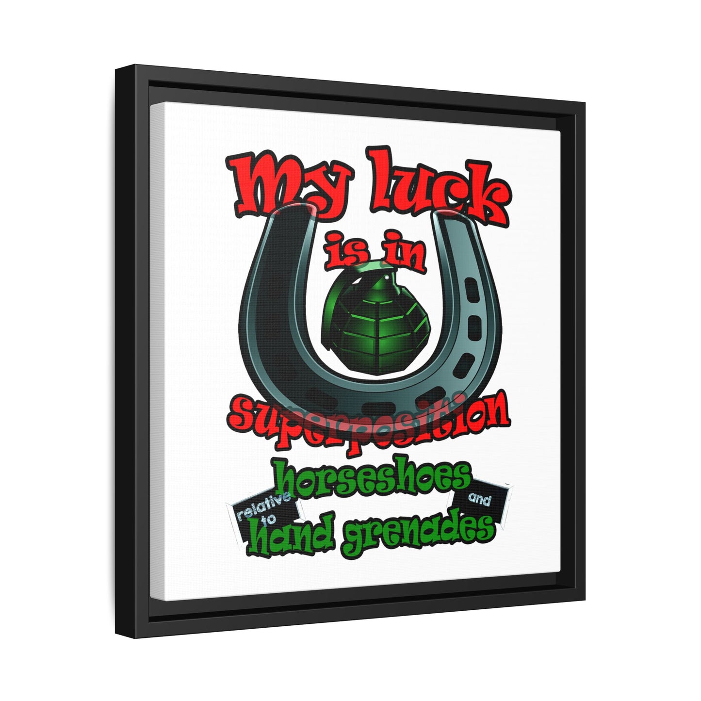 my luck - framed canvas art (white)