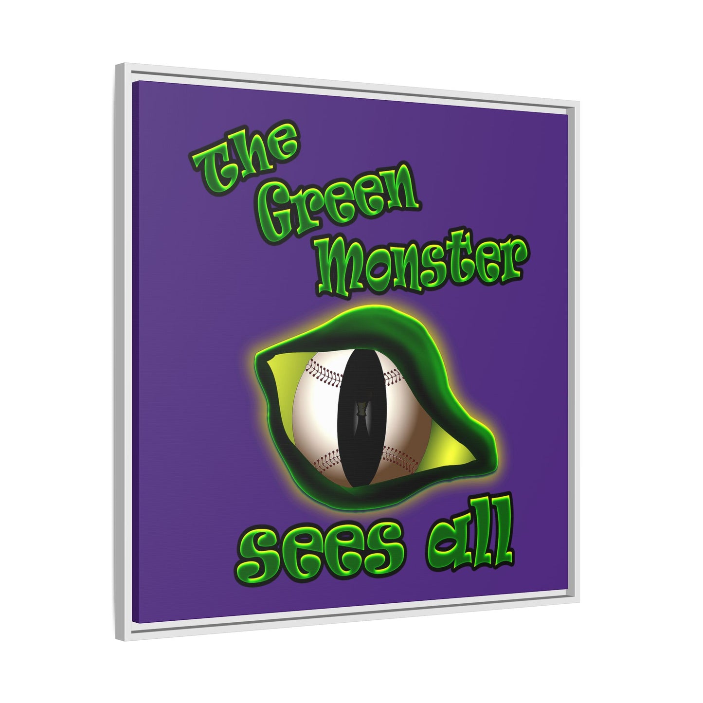 green monster - framed canvas art (purple)
