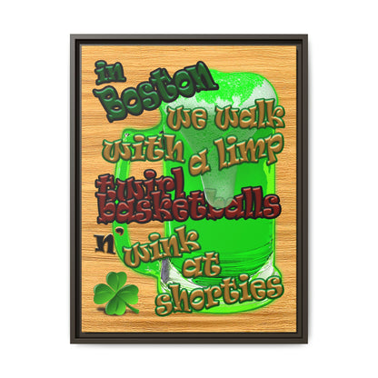 celtics logo - framed canvas art (butterscotch wood finish)