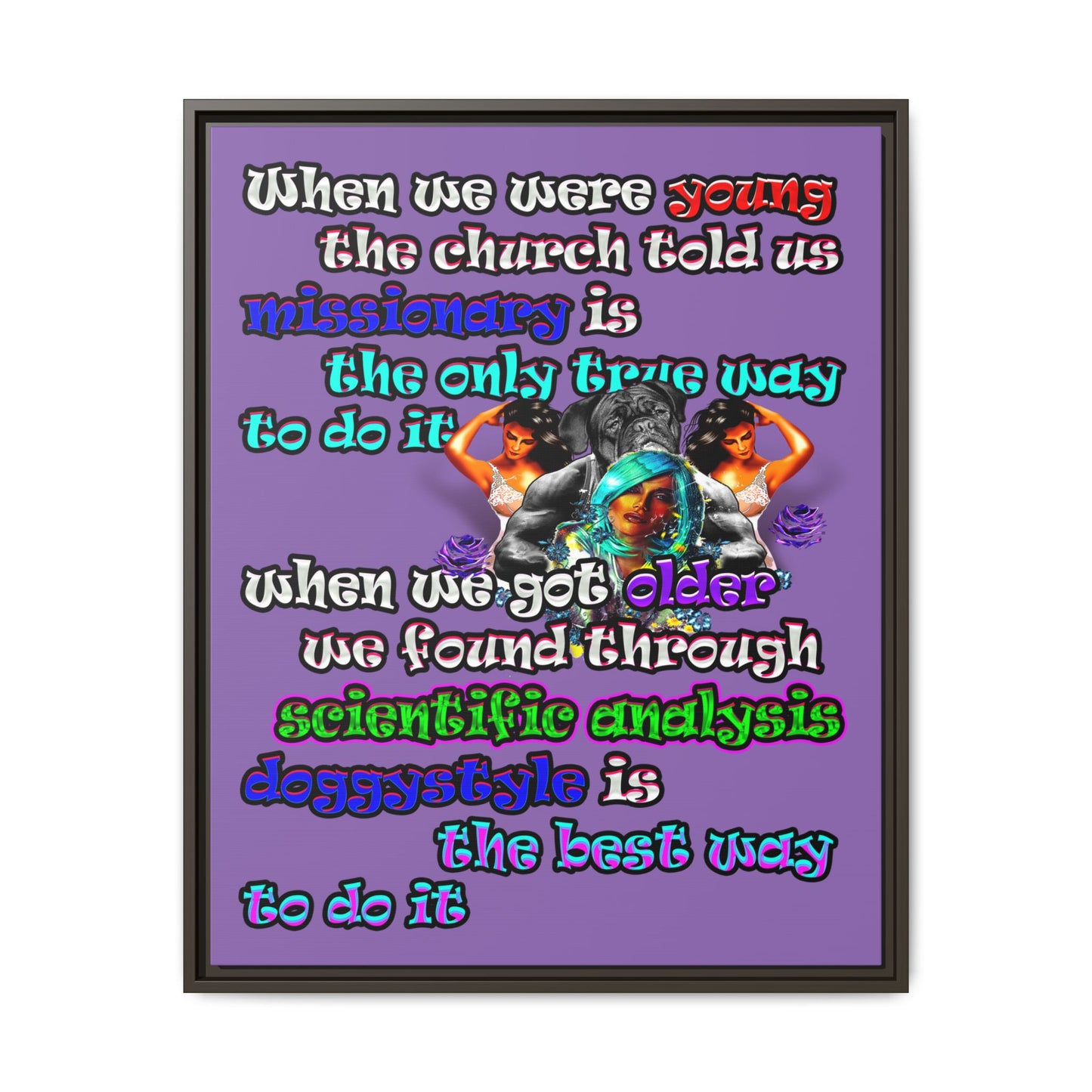 doggystyle - framed canvas art (light purple)