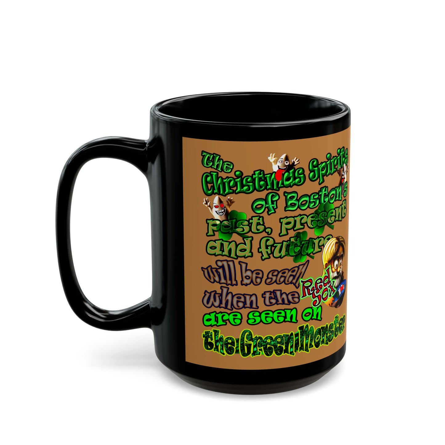 christmas spirits of boston - Black Mug (light brown)
