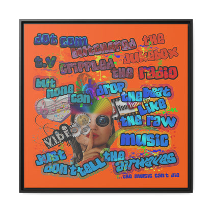 drop the beat - framed canvas art (orange)