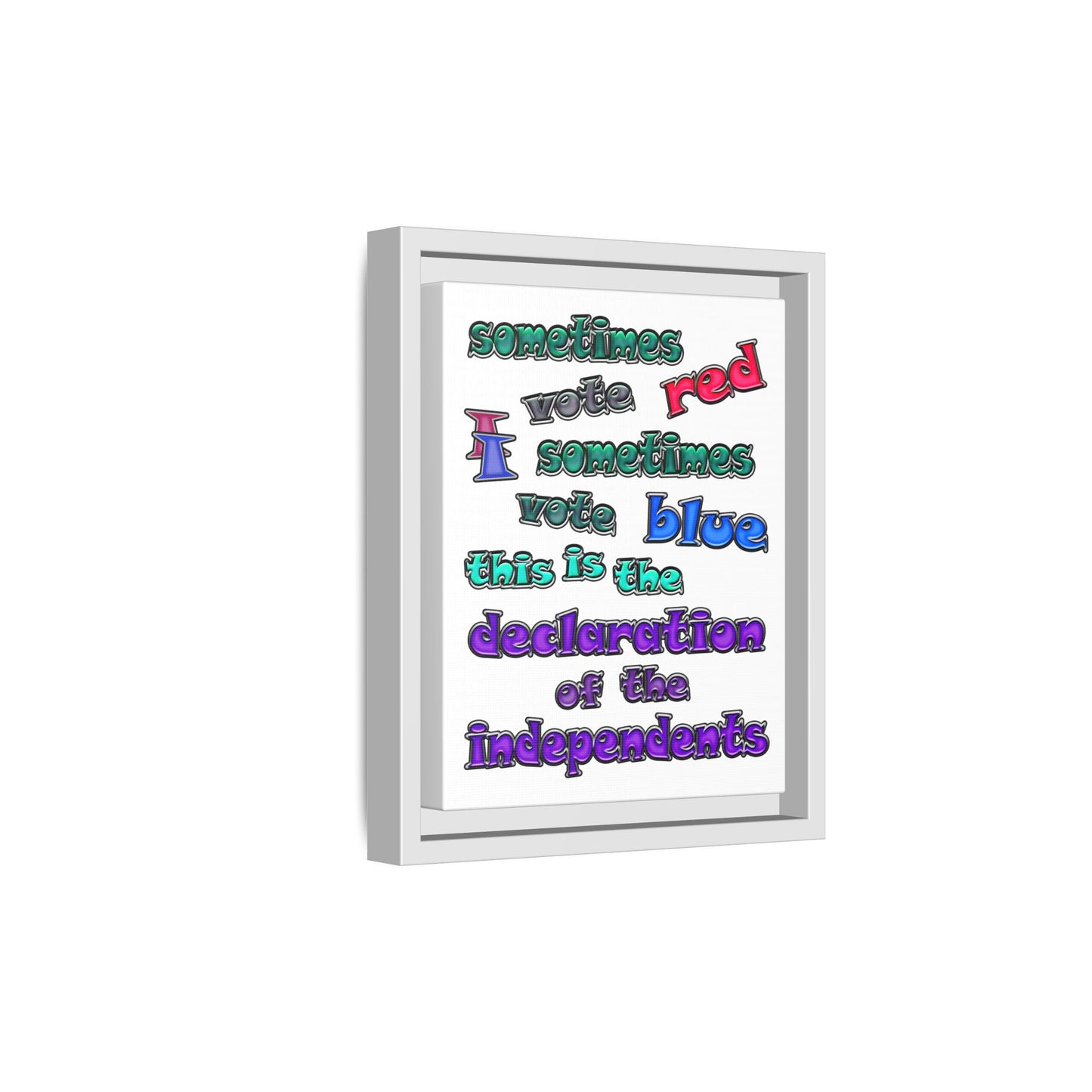 declaration of the independents - framed canvas art (white)