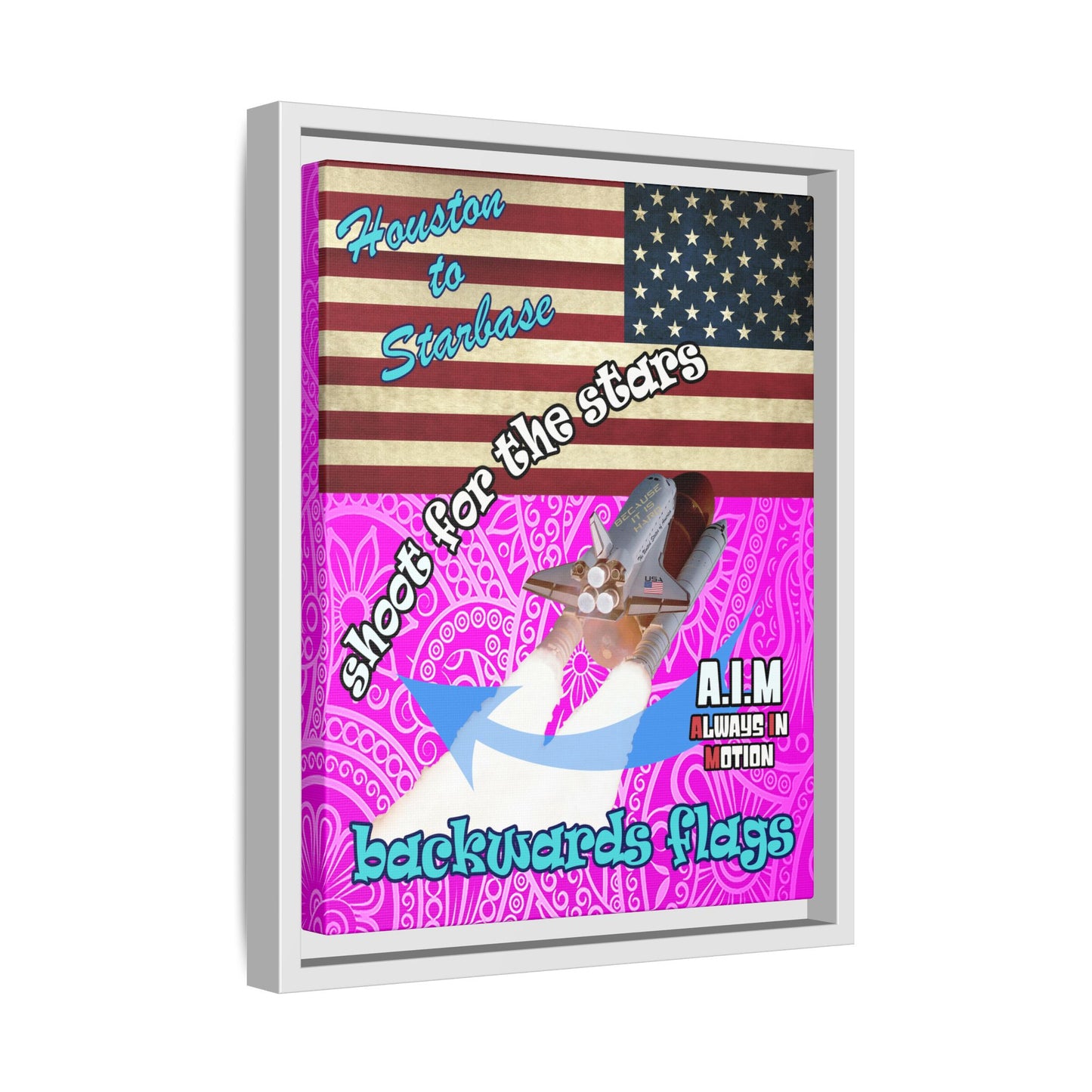 shoot for the stars - framed canvas art (pink swirl)