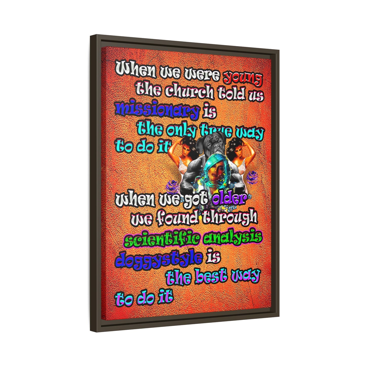 doggystyle - framed canvas art (burnt orange)