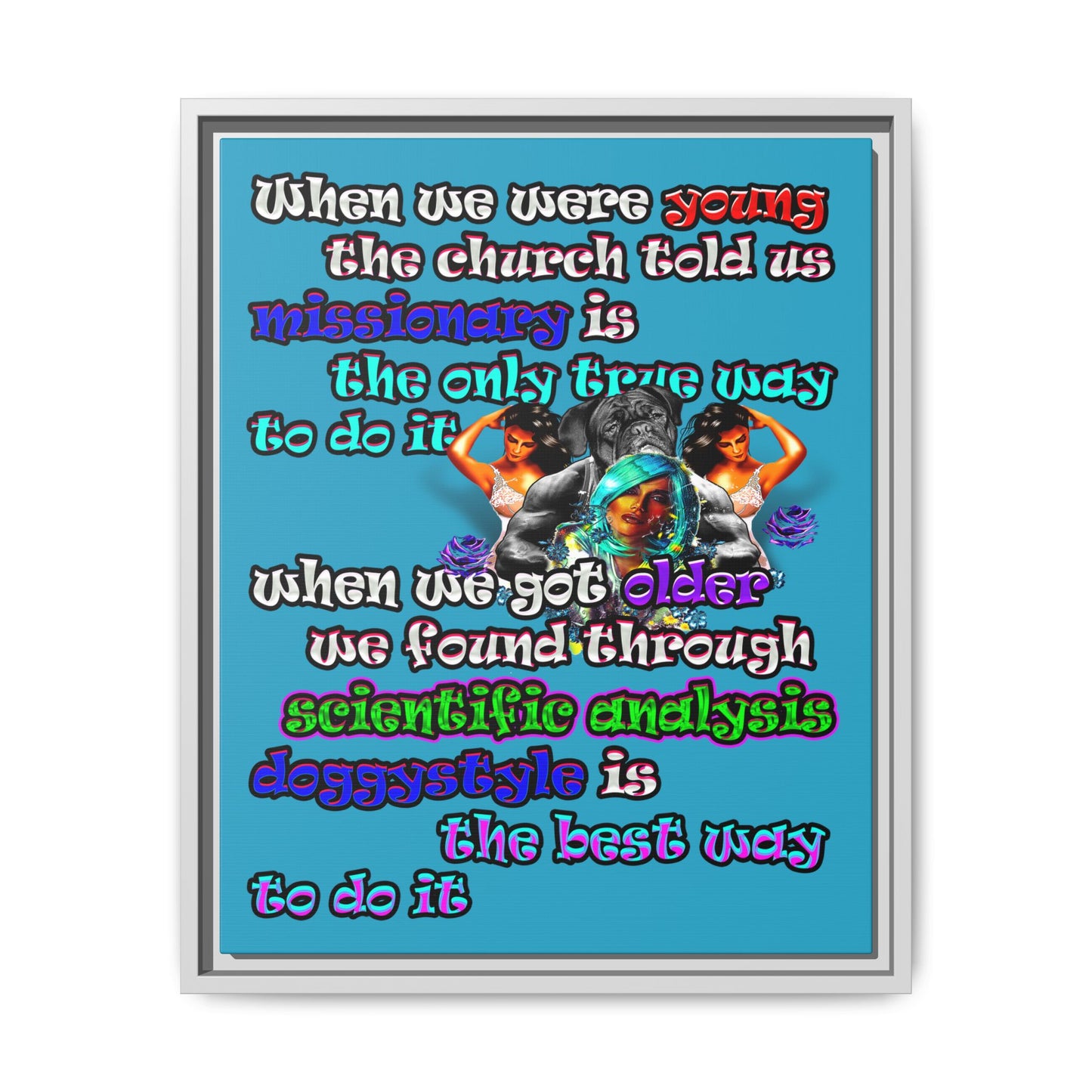doggystyle - framed canvas art (turquoise)