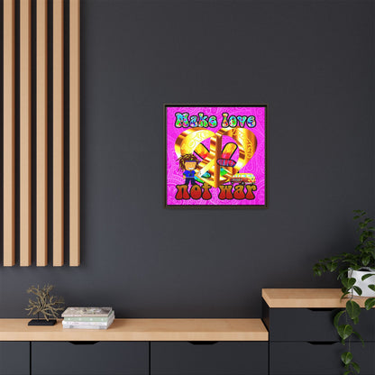 love peace - framed canvas art (pink swirl)