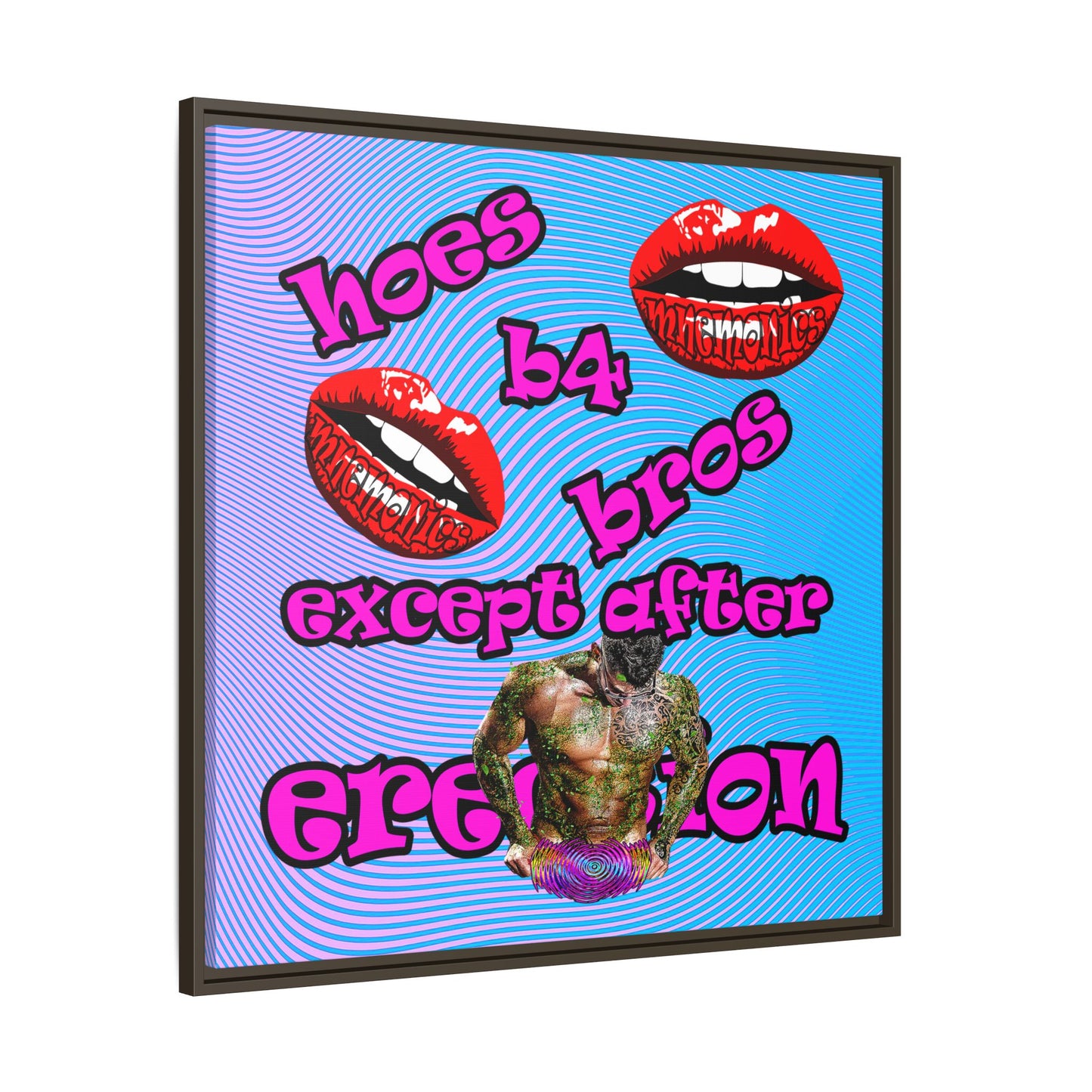 hoes b4 bros - framed canvas art (light blue-purple wave)