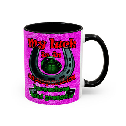 my luck - Accent Mug (pink swirl)
