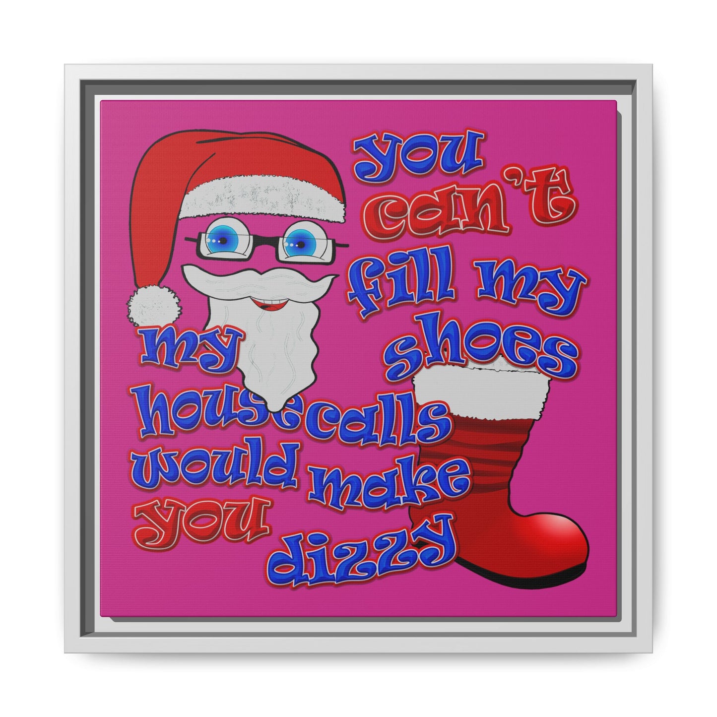 santa's shoes - framed canvas art (pink)