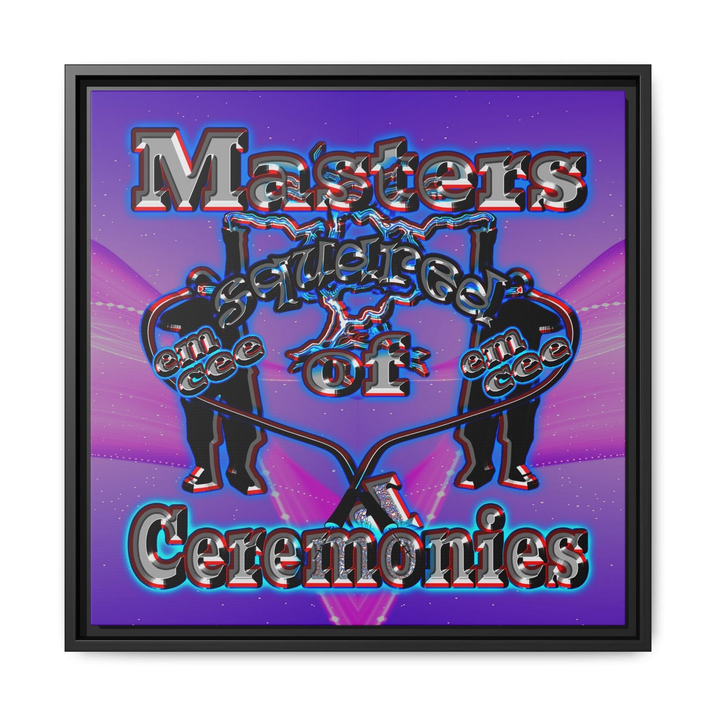 em cee squared - framed canvas art (purple-pink wave)