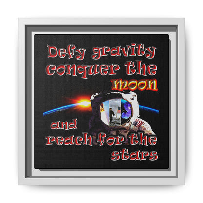 defy conquer reach - framed canvas art (black)