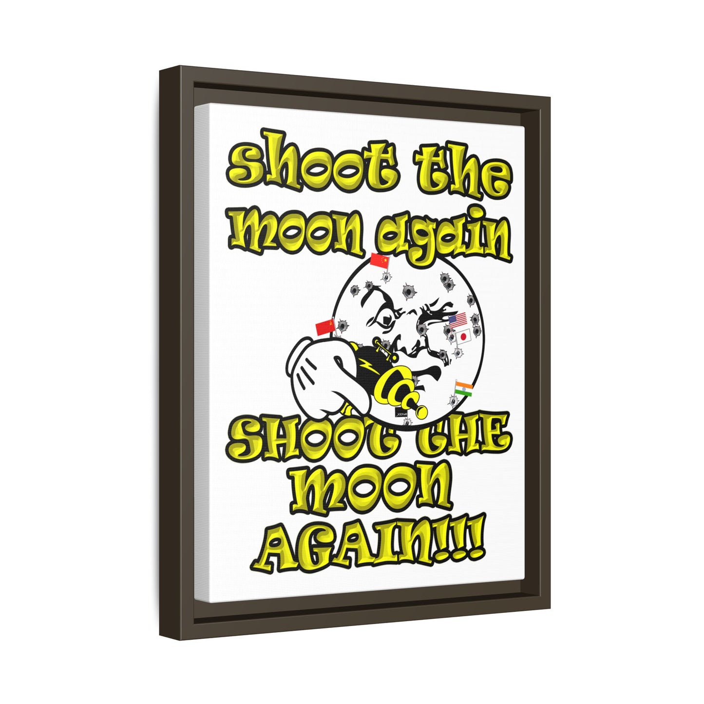 shoot the moon again - framed canvas art (white)