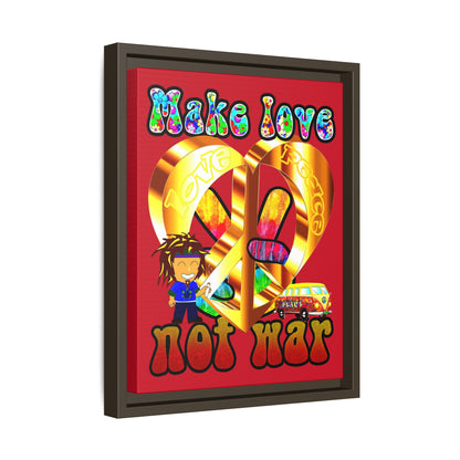 love peace - framed canvas art (dark red)