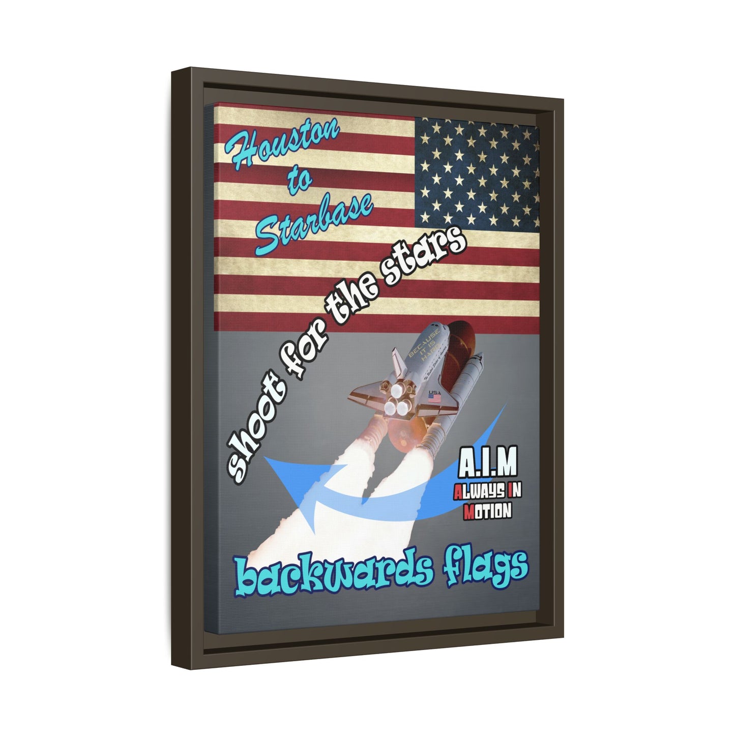 shoot for the stars - framed canvas art (grey-light grey)
