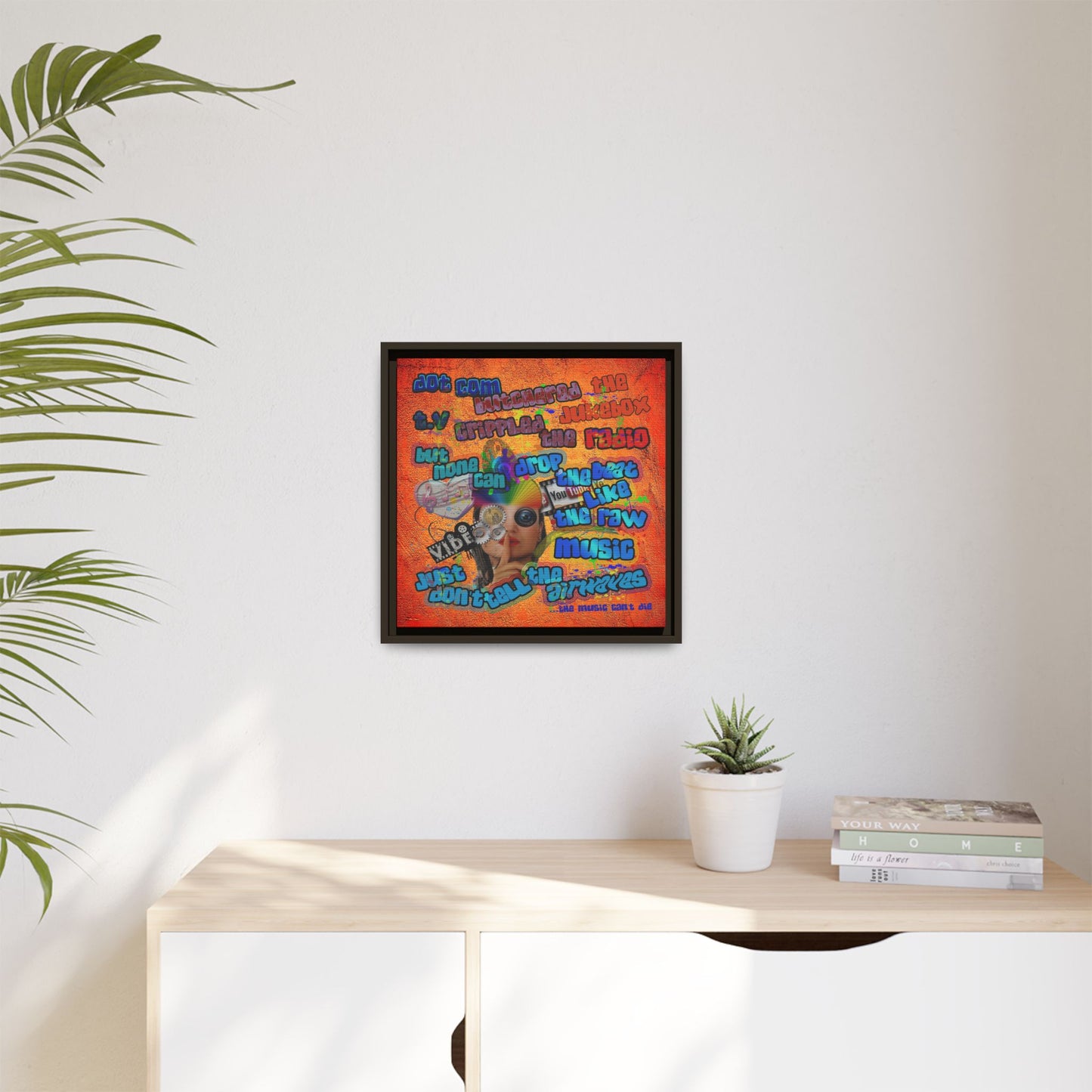 drop the beat - framed canvas art (burnt orange)