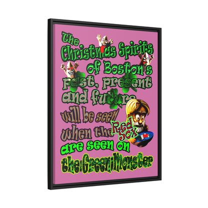 christmas spirits of boston - framed canvas art (light pink)