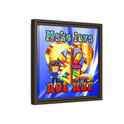 love peace - framed canvas art (blue-white wave)