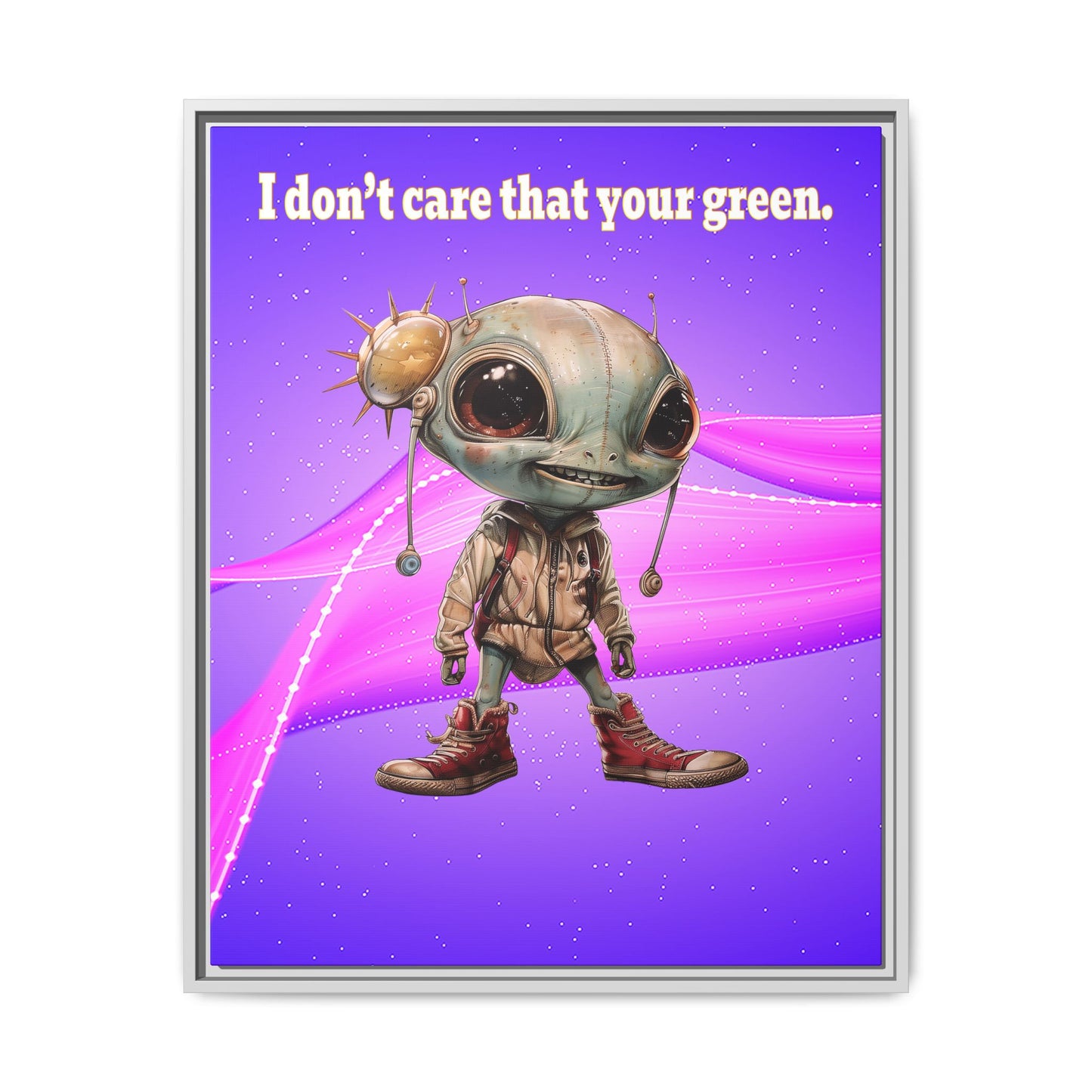 I don't care that your green - framed canvas art (purple-pink wave)
