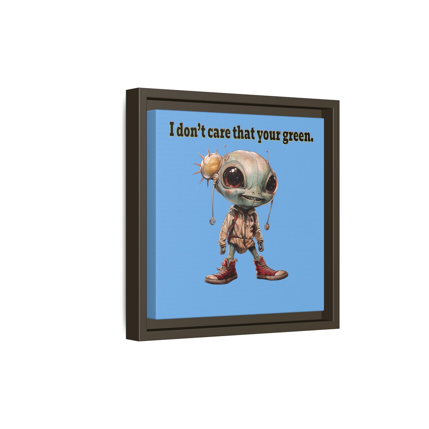 I don't care that your green - framed canvas art (light blue)
