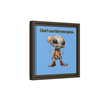 I don't care that your green - framed canvas art (light blue)