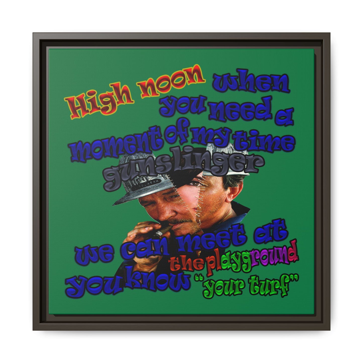 high noon - framed canvas art (dark green)