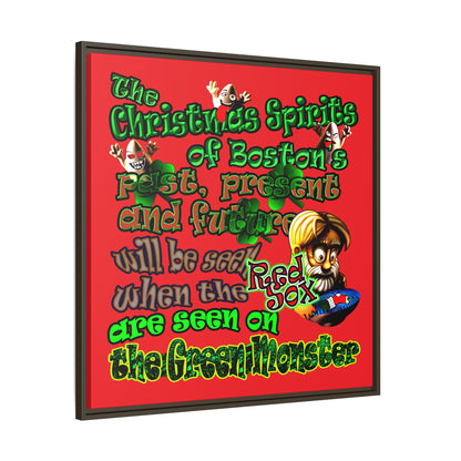 christmas spirits of boston - framed canvas art (red)