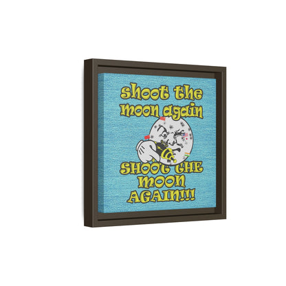 shoot the moon again - framed canvas art (faded blue)