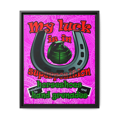 my luck - framed canvas art (pink swirl)