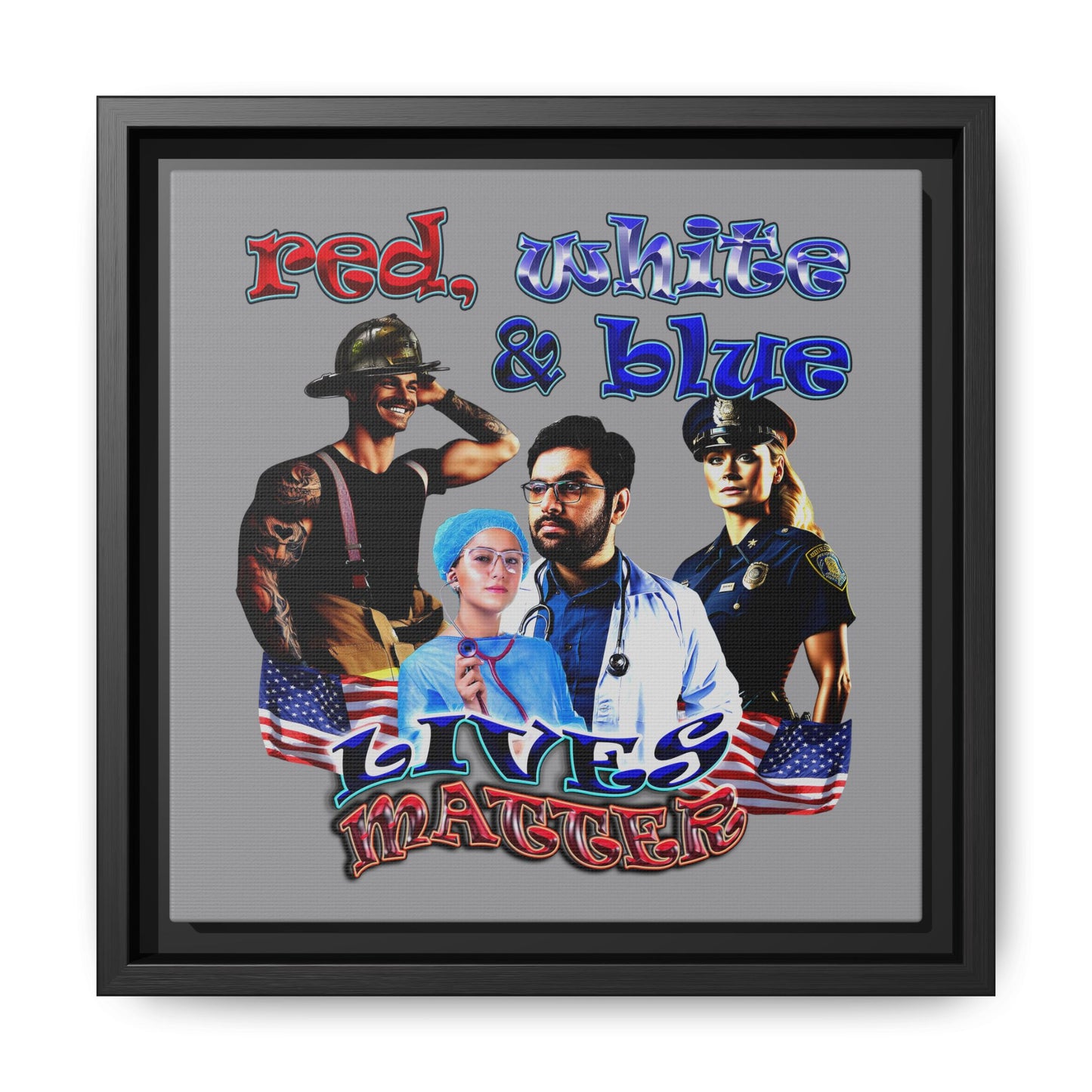 rw&b lives matter - framed canvas art (grey)