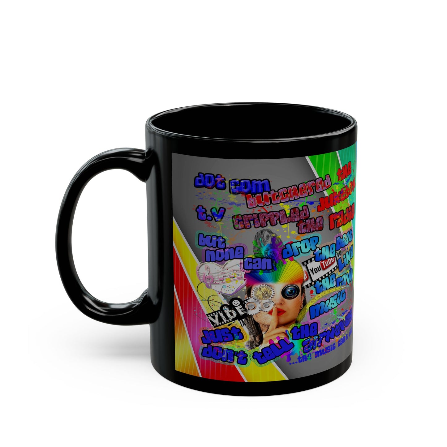 drop the beat - Black Mug (rainbow split)