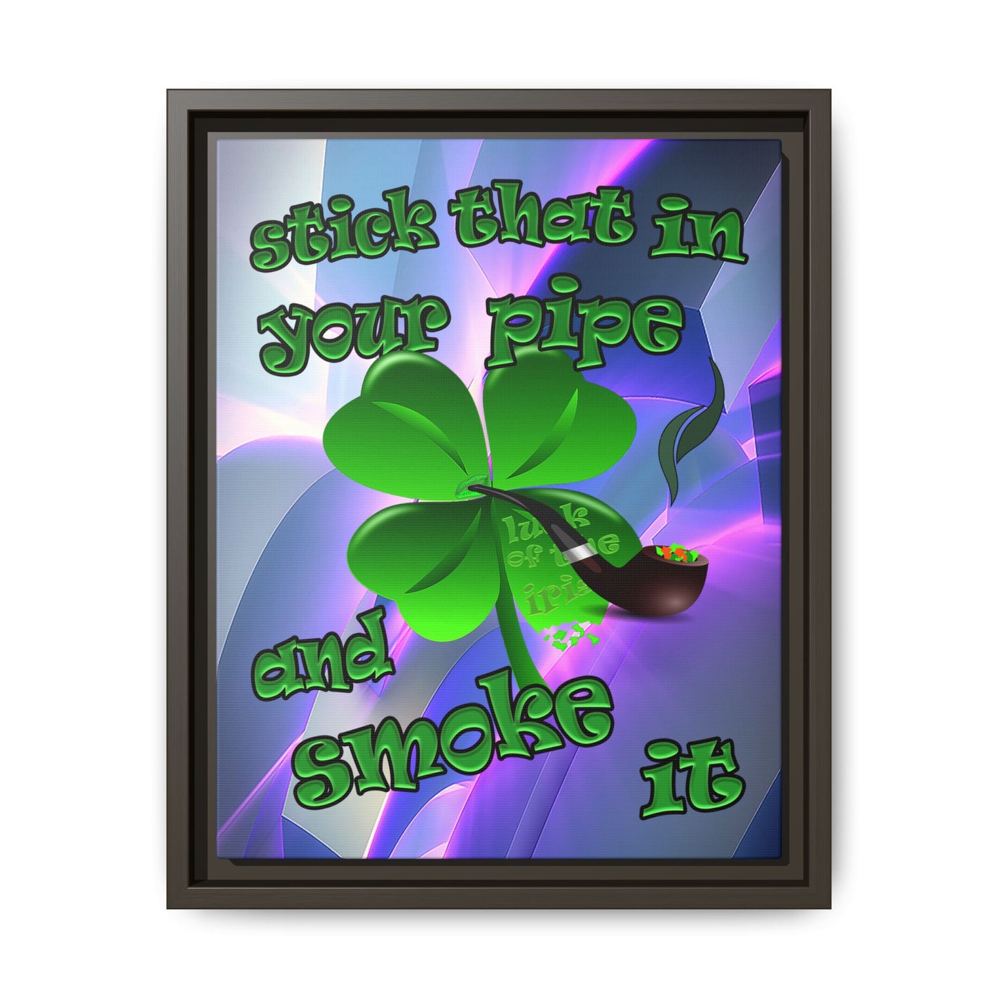stick that in your pipe and smoke it - framed canvas art (grey-pink wave)