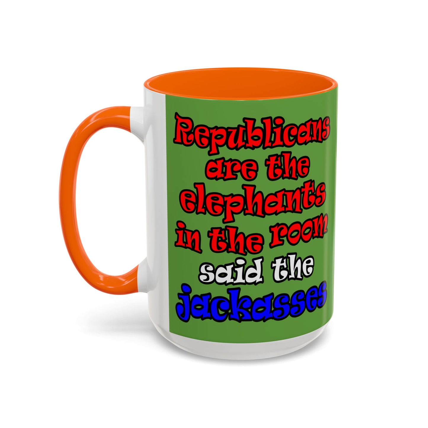donkeys and elephants - Accent Mug (green)