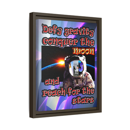 defy conquer reach - framed canvas art (grey-pink wave)