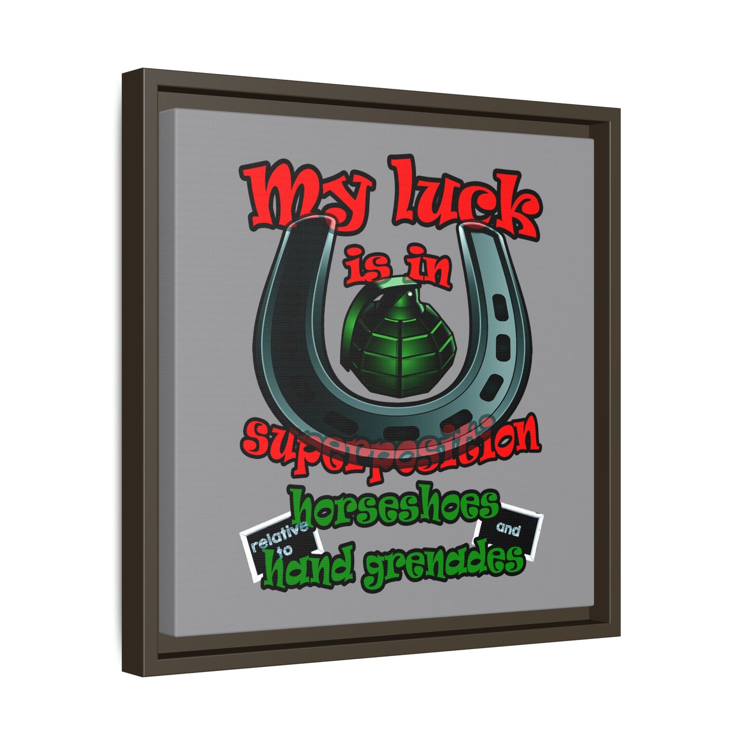 my luck - framed canvas art (grey)