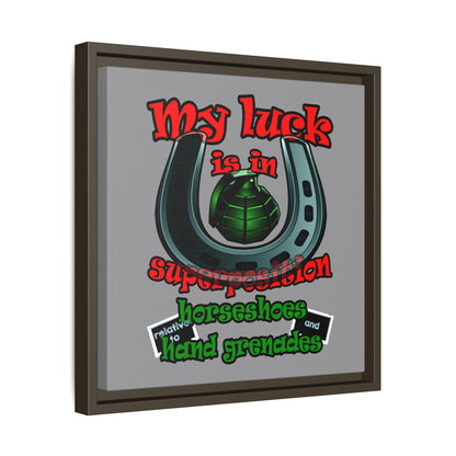 my luck - framed canvas art (grey)