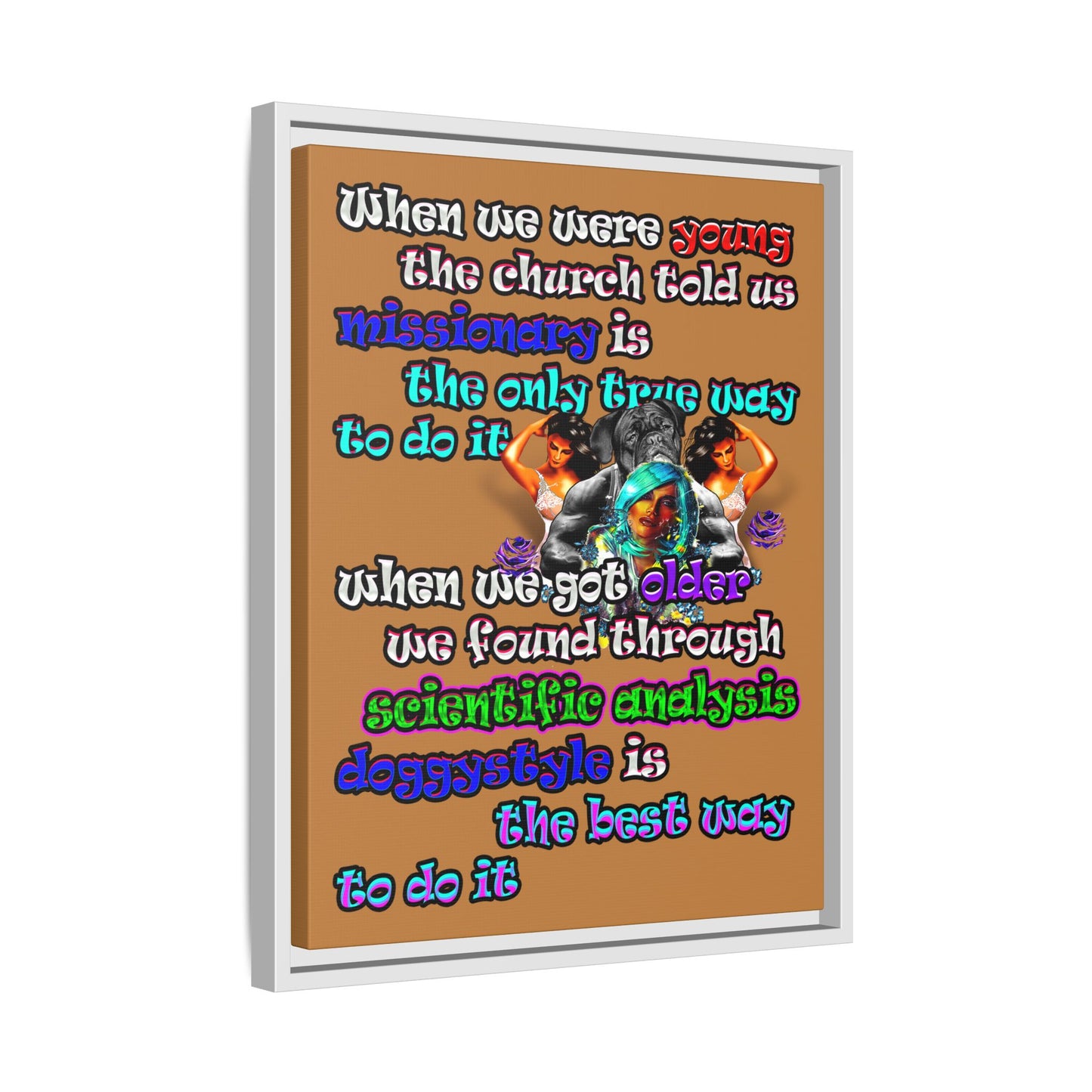 doggystyle - framed canvas art (light brown)