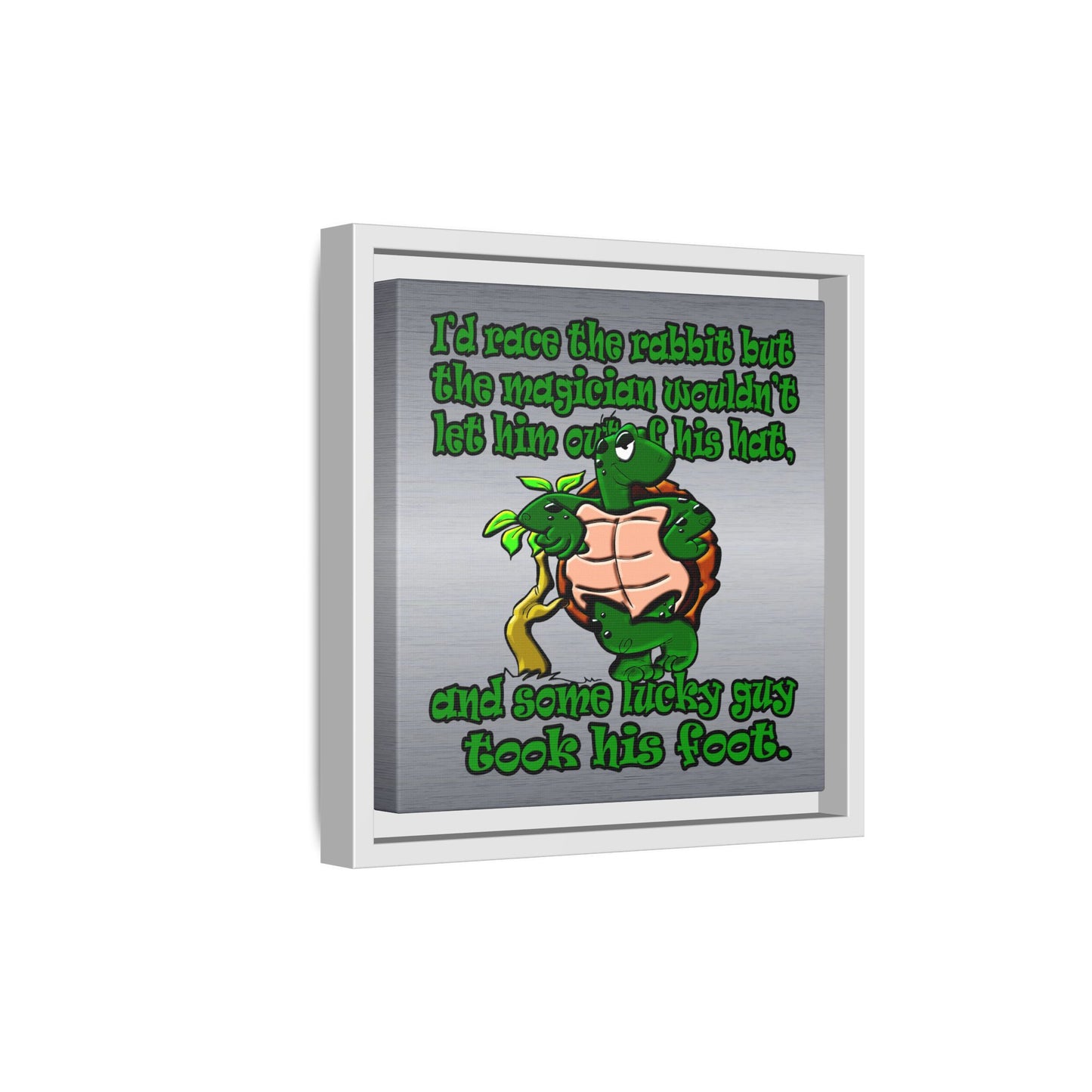 turtle race - framed canvas art (brushed nickel)